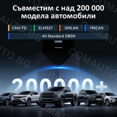 MUCAR BT200 MAX, любителски уред за автодиагностика за леки автомобили, CAN-FD, 15+ серв. функции, двупосочен тест, доживотен ъпдейт