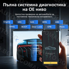 MUCAR BT200 MAX, любителски уред за автодиагностика за леки автомобили, CAN-FD, 15+ серв. функции, двупосочен тест, доживотен ъпдейт