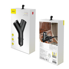 3в1 зарядно за кола за телефон - 2 х USB + гнездо за запалка, черно
