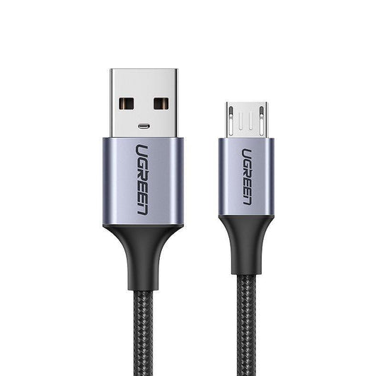 micro USB кабел за зареждане на телефон - 2 метра, сив