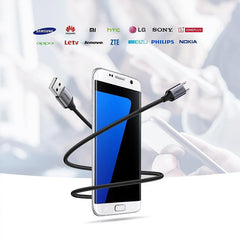 micro USB кабел за зареждане на телефон - 2 метра, сив