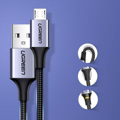micro USB кабел за зареждане на телефон - 2 метра, сив