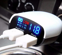 Универсално USB зарядно за автомобили с дисплей и 2 изхода