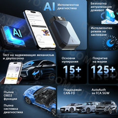 MUCAR BT200 MAX, любителски уред за автодиагностика за леки автомобили, CAN-FD, 15+ серв. функции, двупосочен тест, доживотен ъпдейт