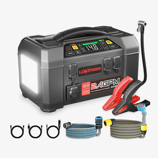 Jump Starter с въздушен компресор за измиване под налягане Lokithor AW401, 2500Amp