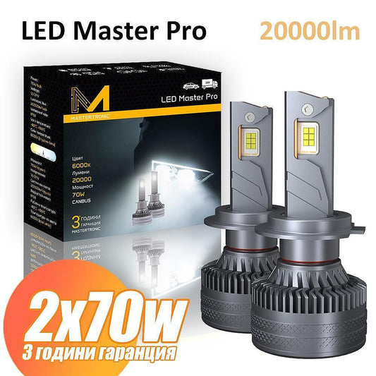 LED Master Pro - LED крушки MASTERTRONIC 12/24V, 6000K, 140W, H4