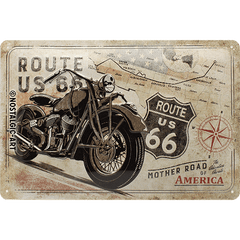 Метална табела Route 66 Bike Map - 20 x 30 см