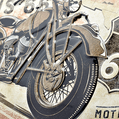 Метална табела Route 66 Bike Map - 20 x 30 см