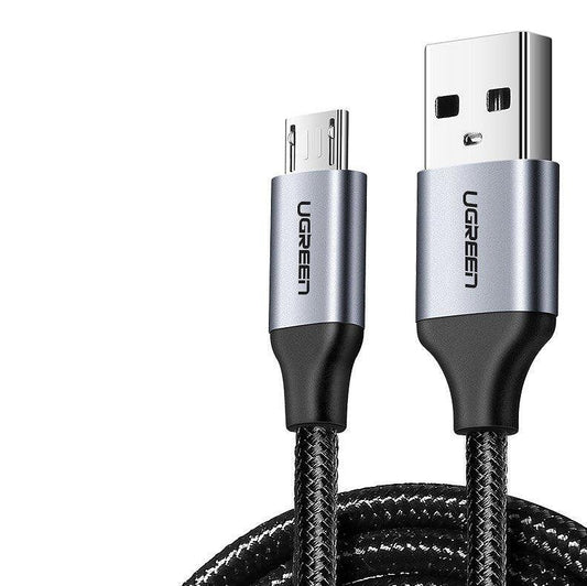 micro USB кабел за зареждане на телефон - 2 метра, сив