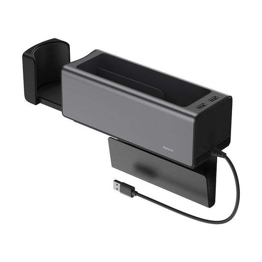 Органайзер за кола с поставка за чаша с двойно USB захранване