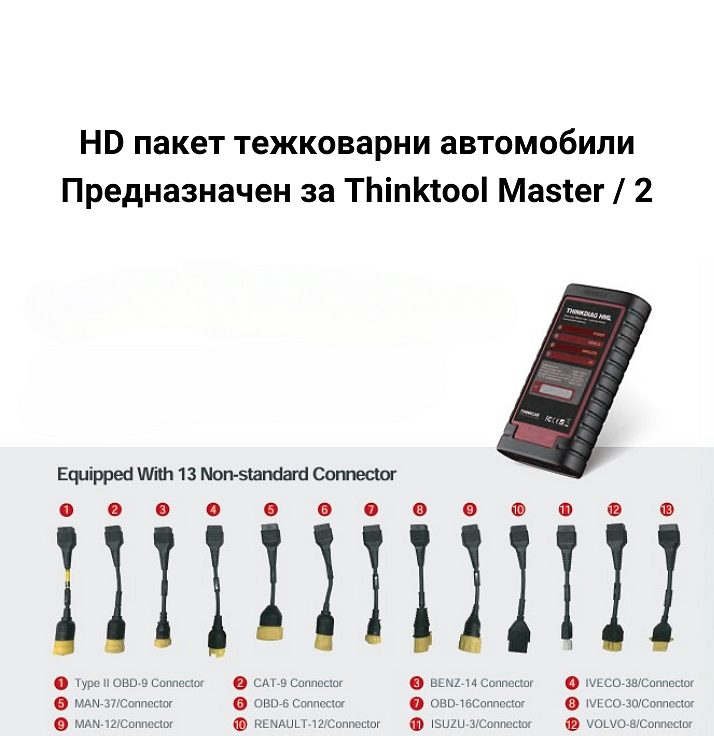 Пакет тежкотоварни автомобили за Thinktool Master / 2 / 391 - преходни кабели, софтуер и лиценз 12м.