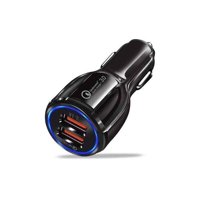 USB зарядно за автомобил с до 4 пъти по-бързо зареждане - черно