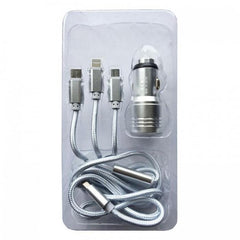 Зарядно за телефон за МПС с 2 USB порта и 3 накрайника за iPhone